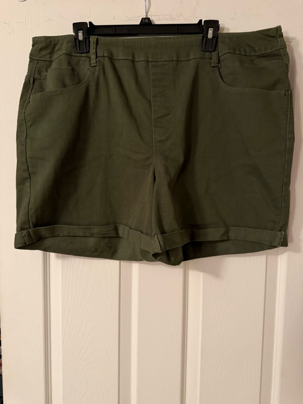Time and Tru Olive Roll-Cuff Bermuda Shorts